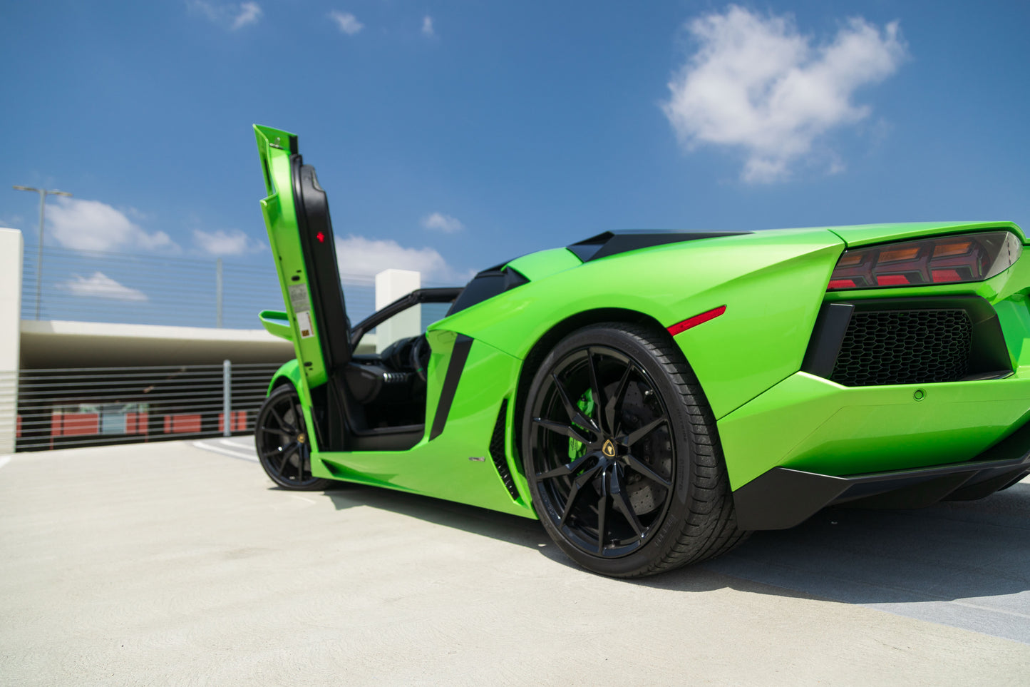 Green Lamborghini Aventador Roadster (Exotic Car Rentals In Los Angeles)