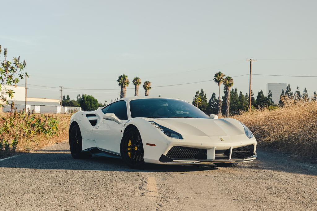 White Ferrari 488 (Exotic Car Rentals In Los Angeles)